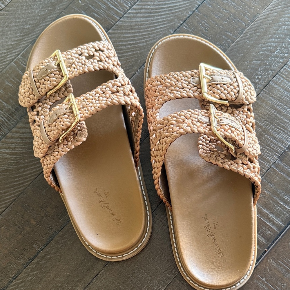 Universal Thread Braided Double Buckle Slide Sandals in Tan - Picture 3 of 5